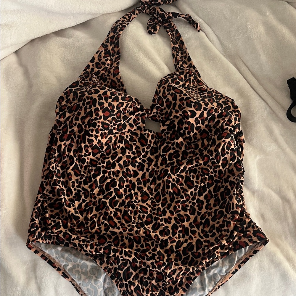 Kona Sol Leopard Print  One Piece halter top